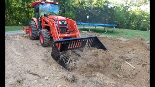 #860 Why didn't I think of that? Kubota KX 080 Excavator Grubbing Hobby Garage Build Site