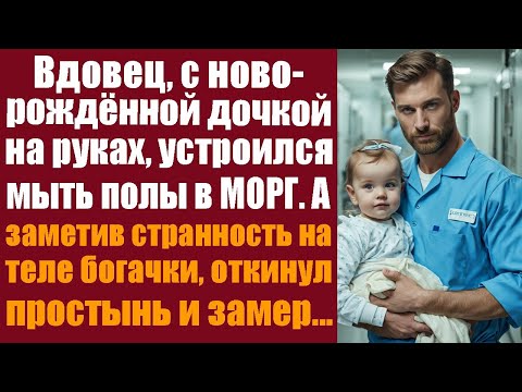 Вдовец с новорождённой дочкой на руках, устроился мыть полы в морг. А заметив странность на богачке