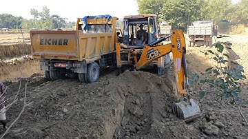 JCB Earth Movers Cutting Soil and Loading in Dump Truck - Dump Truck Carrying Soil - JCB Video 13