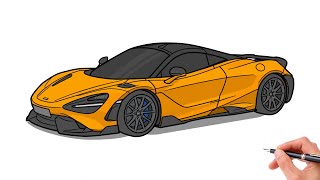 How to draw a MCLAREN 765LT step by step / drawing mclaren spider 2020 sports car