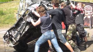 Car wreck flipped over by metalheads at Copenhell 2015