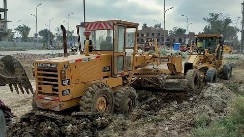 A grader stuck in the mud and won