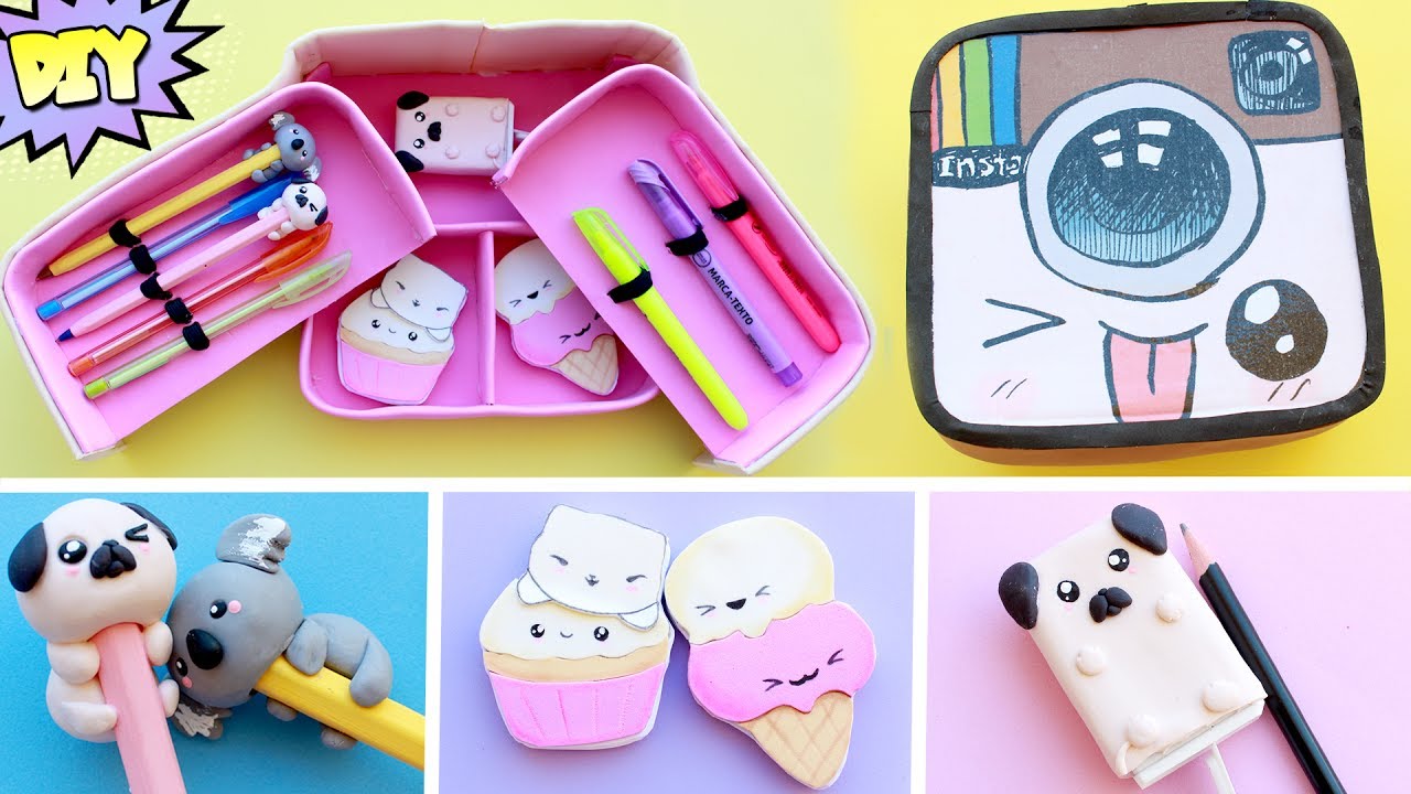 12 COISAS KAWAII DIY – MATERIAL ESCOLAR KAWAII – ARTESANATO EM PAPEL E  MUITO MAIS… #diy 