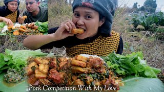Pork Mukbang in Village | Green Salads