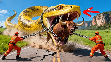 Emergency Rescue Team Saves Poor Cow From Giant Python’s Deadly Bite 🐂🐍 #animalrescue #snake#animals