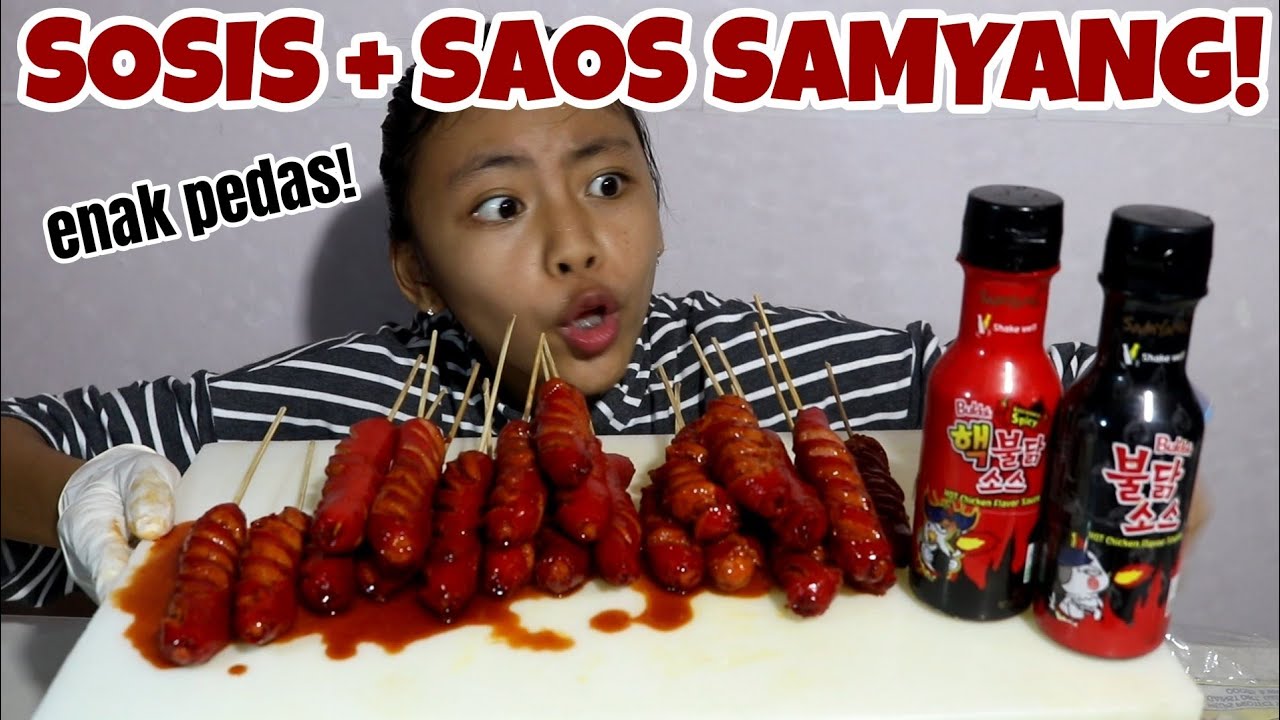 BOCAH MAKAN PEDAS !! SOSIS di Rendam dengan Saos SAMYANG 2 x Spicy Hot