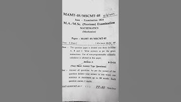 MSCMT 05 JUNE 2024 PAPER | VMOU MSCMATH OLD PAPER | #mscmt05 #vmou #exam #mscmaths