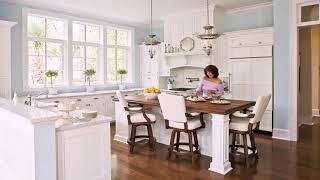 Antique White Kitchen Cabinets With Subway Tile Backsplash