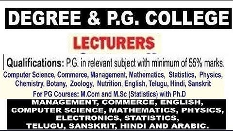 Lecturer Recruitment Notification in Degree and PG College | UGC NET Not Mandatory | UGC Pay Scale