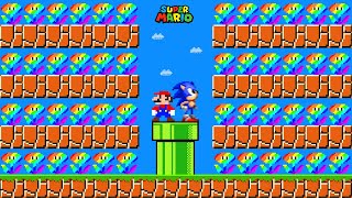 Can Mario vs Sonic Collect 999 Rainbow Flowers In New Super Mario Bros. Wii?? | Game Animation