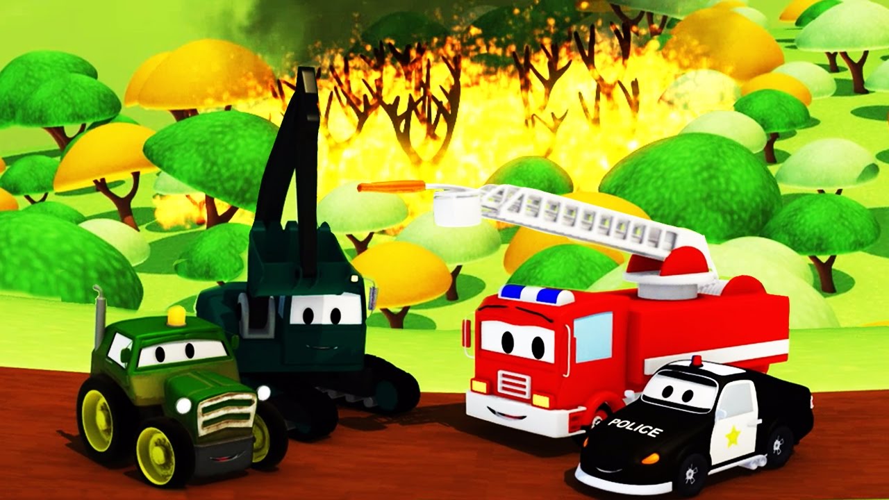 حريق الغابة و سيارة الدورية شاحنة الإطفاء وسيارة الشرطة Youtube