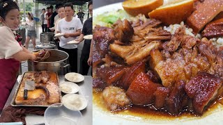 Delicious Asian street pork foot rice