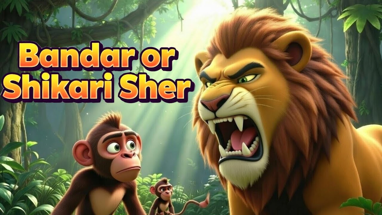 Bandar aur Shikari Sher | Hindi Cartoon Story | Moral Story 