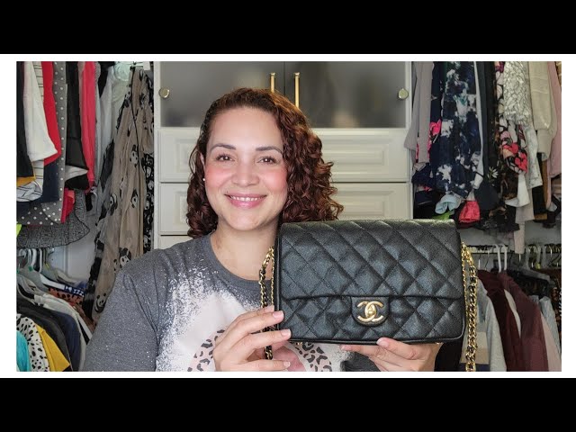 CHANEL classic flap handbag unboxing and review, small white caviar