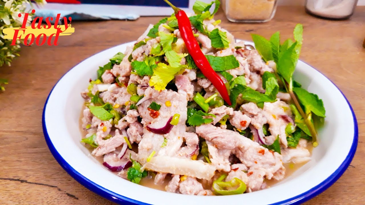 Authentic Thai Laab l Larb Spicy Pork Salad Recipe from scratch Thai