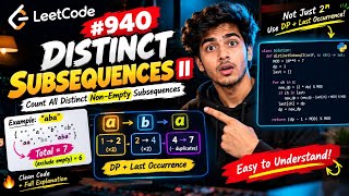 Full LeetCode 940 🔥 Distinct Subsequences II #leetcode #leetcoaching  Guide