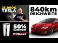 25.000€ Tesla, Model S mit 840km Reichweite & HIGHTECH AKKU - Tesla Battery Day