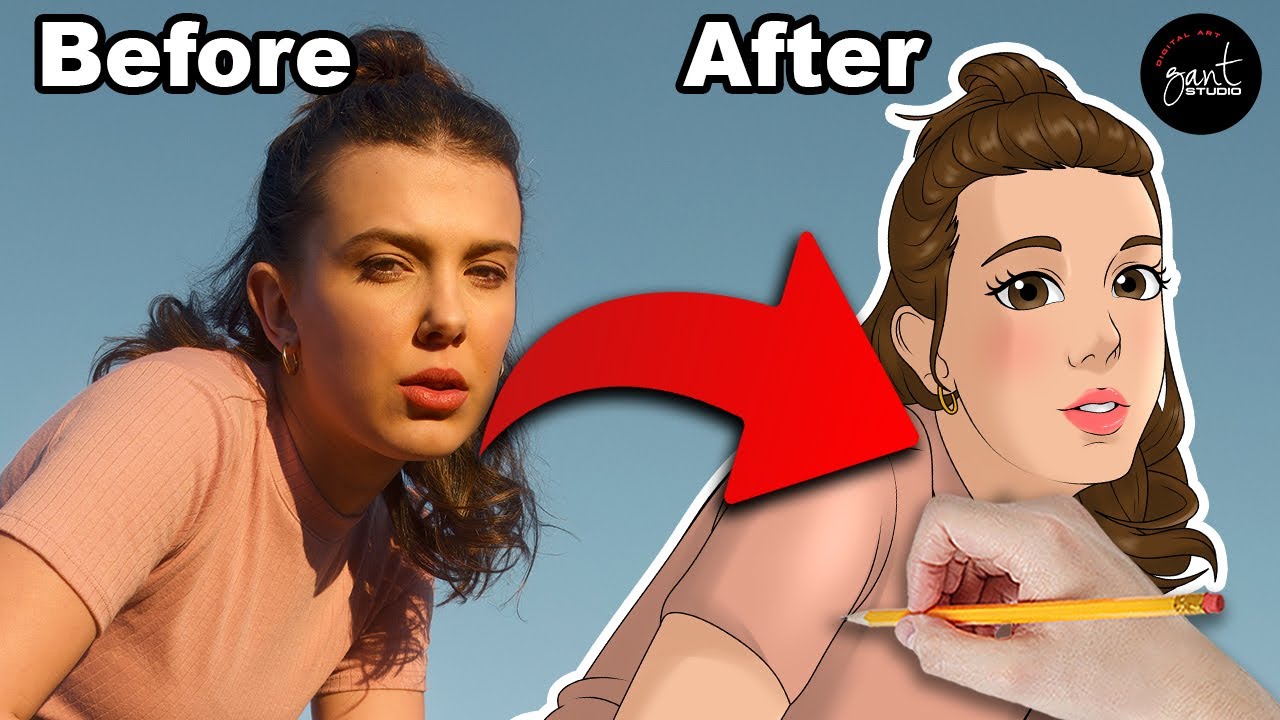 millie bobby brown - gift ideas for girls birthday in gantstudio - custom cartoon portrait