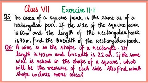 Q5,Q6  Ex.11.1 Chapter:11 Perimeter And Area | NCERT Maths Class 7 | CBSE | Area | Perimeter