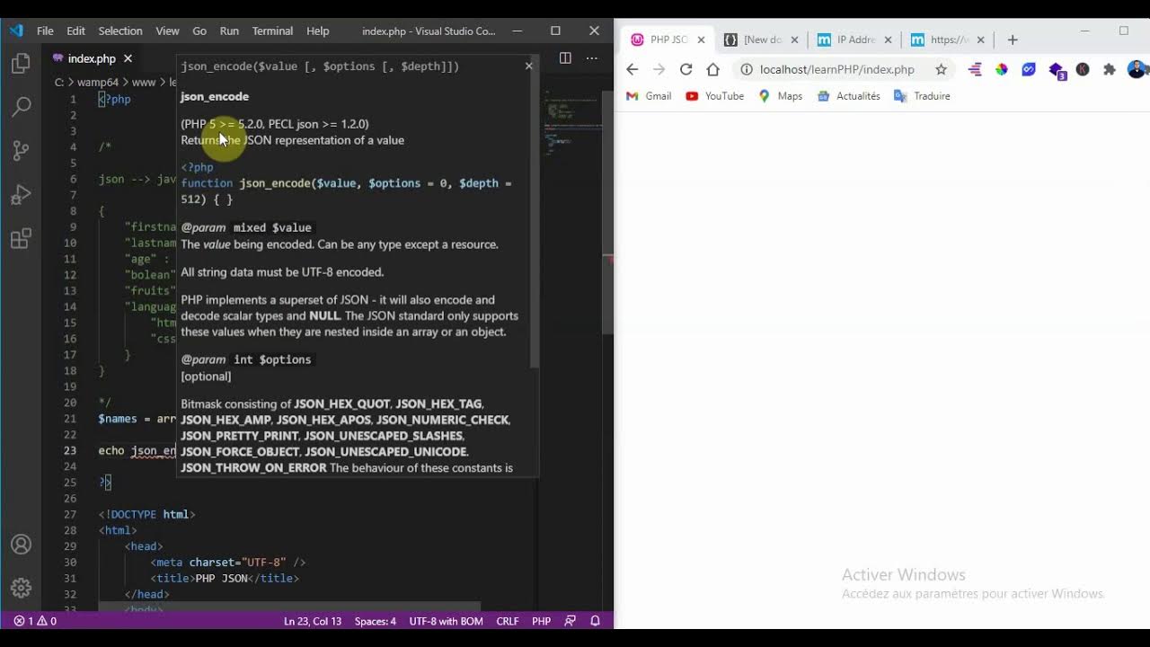 encoding json data json شرح كاملةphp من دورة php darija - YouTube