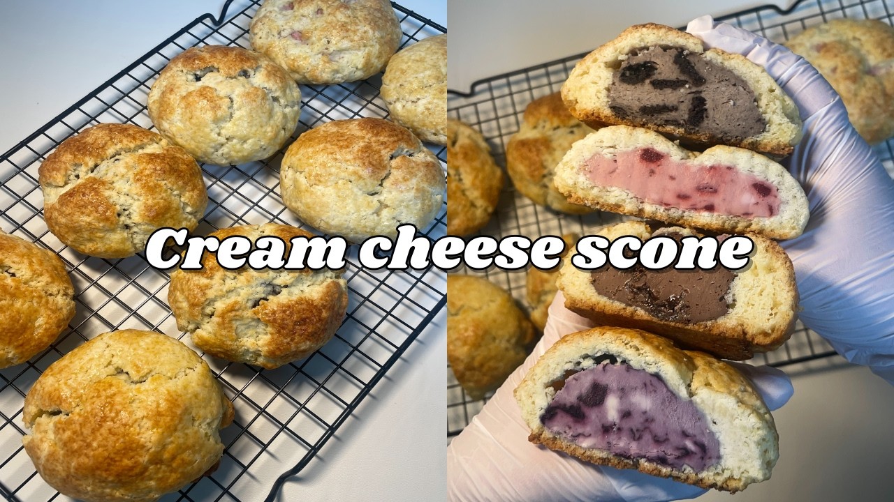 얼먹하면 대.존.맛! 4가지 크림치즈 스콘 레시피(딸기, 초코, 오레오, 블루베리)❣️ㅣcream cheese scone