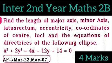 Inter 2nd Year Maths 2B ellipse in telugu@maths naresh eclass