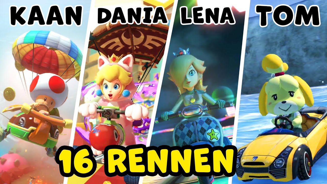 16 Rennen XXL Turnier mit Kaan, Dania, Lena & Tom bei Mario Kart! WER WIRD CHAMPION?