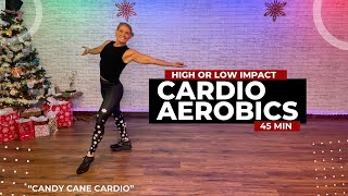 45 Minute Fat Burning Cardio Aerobics Workout | High & Low Impact Options