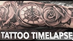 TATTOO TIMELAPSE | ROSES AND POCKET WATCH | CHRISSY LEE 