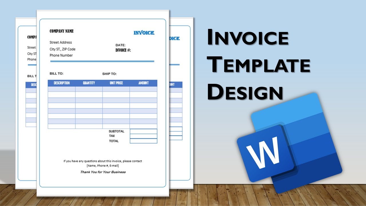 Invoice Design Template in MS Word - YouTube