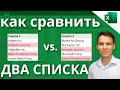 Сравнение двух списков в Excel (Различия & Сходства)