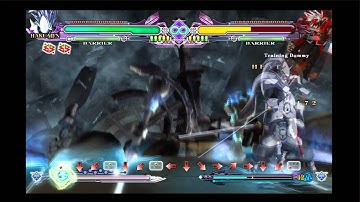 Hakumen CSE: (3) Hop Tsubaki, IAD j.2c, 2c ＞ (s)j.2a, AD j.2a, j.2c, 2c ＞ sj.2a, j.2a ...