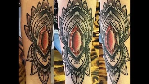 Mandala Neo Traditional Gem Tattoo Time lapse By C...