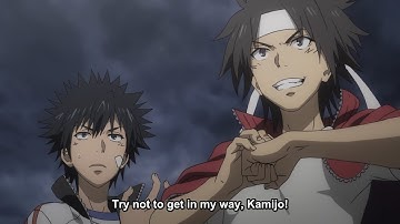 Touma and Gunha vs Level 5.1 Misaka Mikoto [Toaru kagaku no Railgun T]