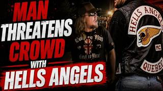 VIDEO Man Threatens Crowd with Hells Angels  Seen Taking Solf Colors