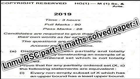 Lnmu BSC part 1 maths solved paper 2019 (paper-i) || by study with kumar keshav
