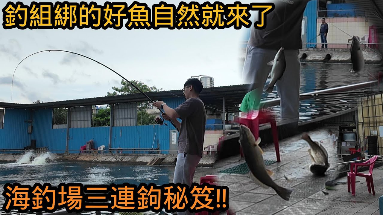 【獵獵釣魚】颱風天來都來了!那就只好拿出新測試的三連鉤來試試、竟然魚也來了!? #紅鼓#金目鱸#金鯧#釣魚#海釣場#大湖海釣場#三連鉤