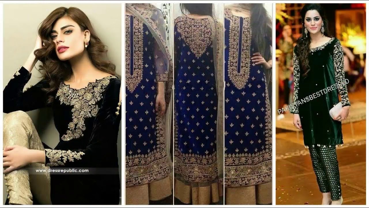 new velvet dress design 2018