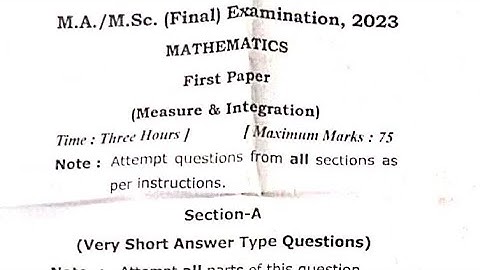 Live🔴 MSc Final Year Maths 1st Paper 2023: Measure and Integration #vbspu 💯 msc math final year