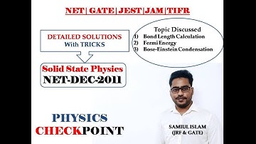 NET DEC 2011- Solid State Physics| Detailed Solutions with Tricks | Physics for NET