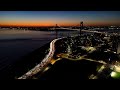 Drone Footage over Brooklyn NY - Panoramic View of area including NYC Skyline