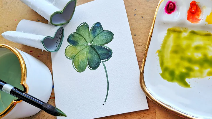 EASY Watercolor tutorial, how to paint a four leaf clover with watercolors