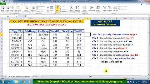 Lọc dữ liệu theo ngày tháng năm trong Excel