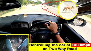 Part-2 | Brezza at 140 kmph🥴 Controlling the Car at high Speed on 2-Way Road | Overtaking |