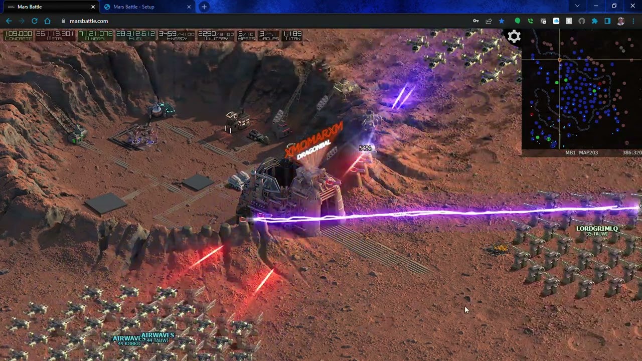 Mars Battle, Having help against the same size base