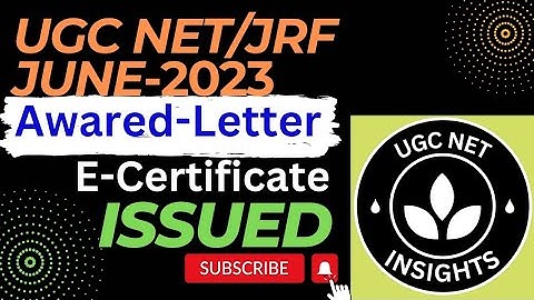 Breaking news||ugc net/Jrf June 2023 Award Letter & E-Certificate Issued||@ugcnetinsights||