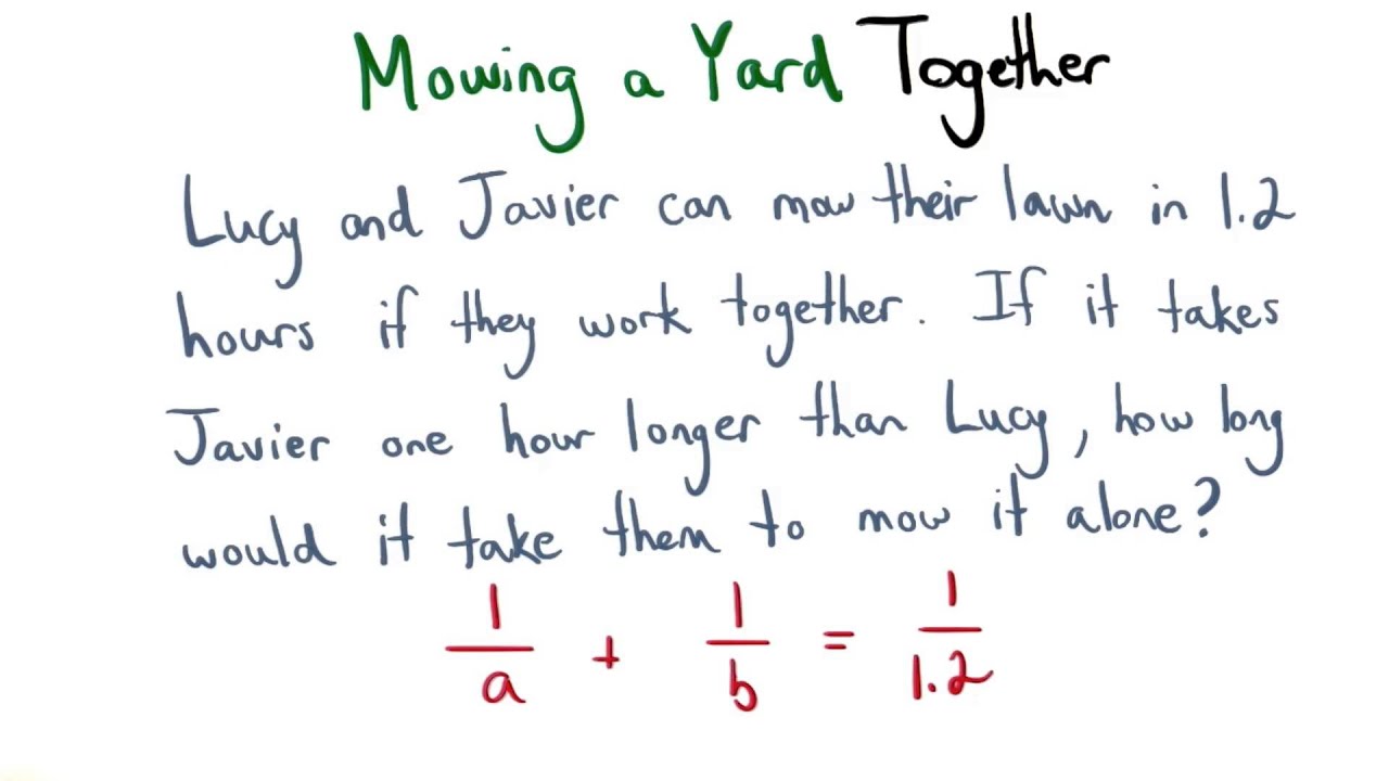 Mowing a Yard Together Visualizing Algebra YouTube