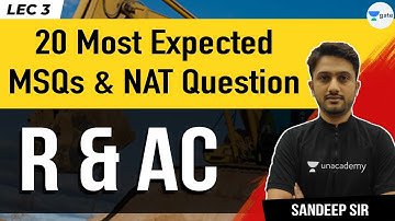Most Expected MSQs MCQs & NAT Questions :2 | L:3 | R & AC GATE 2021| By Sandeep sir
