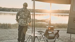 SOLO HOT TENT CAMPING down by the river | 3FUL ZEPHYR STOVE | BLUETTI AC240 | SUZUKI JIMNY CAMPER