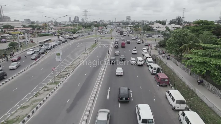 Drone footage of traffic light, Lekki, Lagos, Nigeria